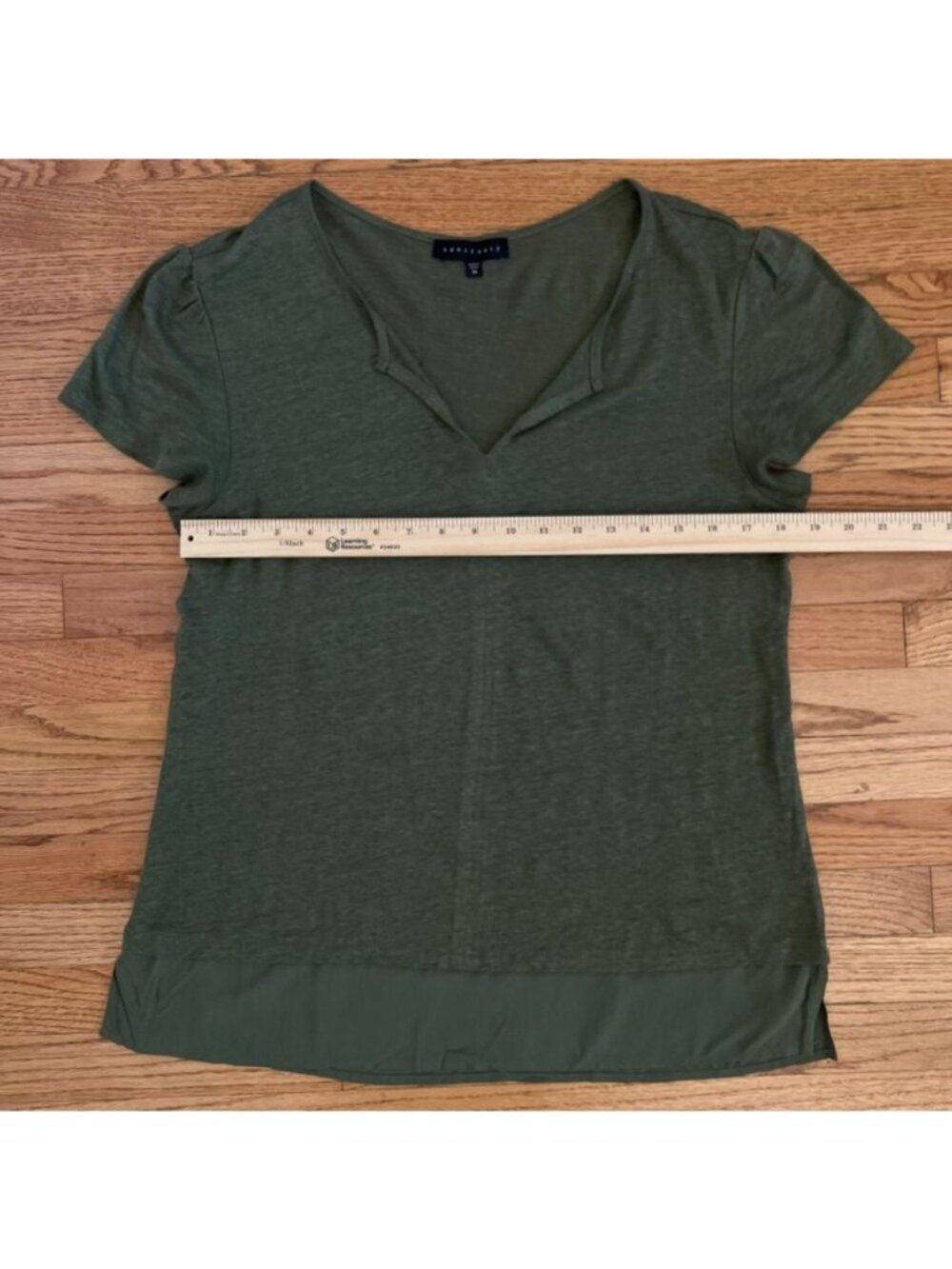 Sanctuary Womens Sz M Top Olive Linen Knit Tunic Sheer Hem Earthy Grunge Boho - Picture 8 of 11